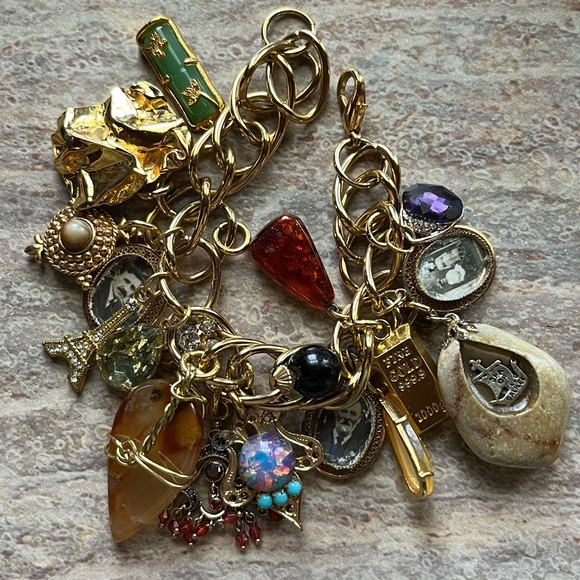 Unique Vintage Jewelry - Vintage Repurposed Jewelry Handmade Charm Bracelet